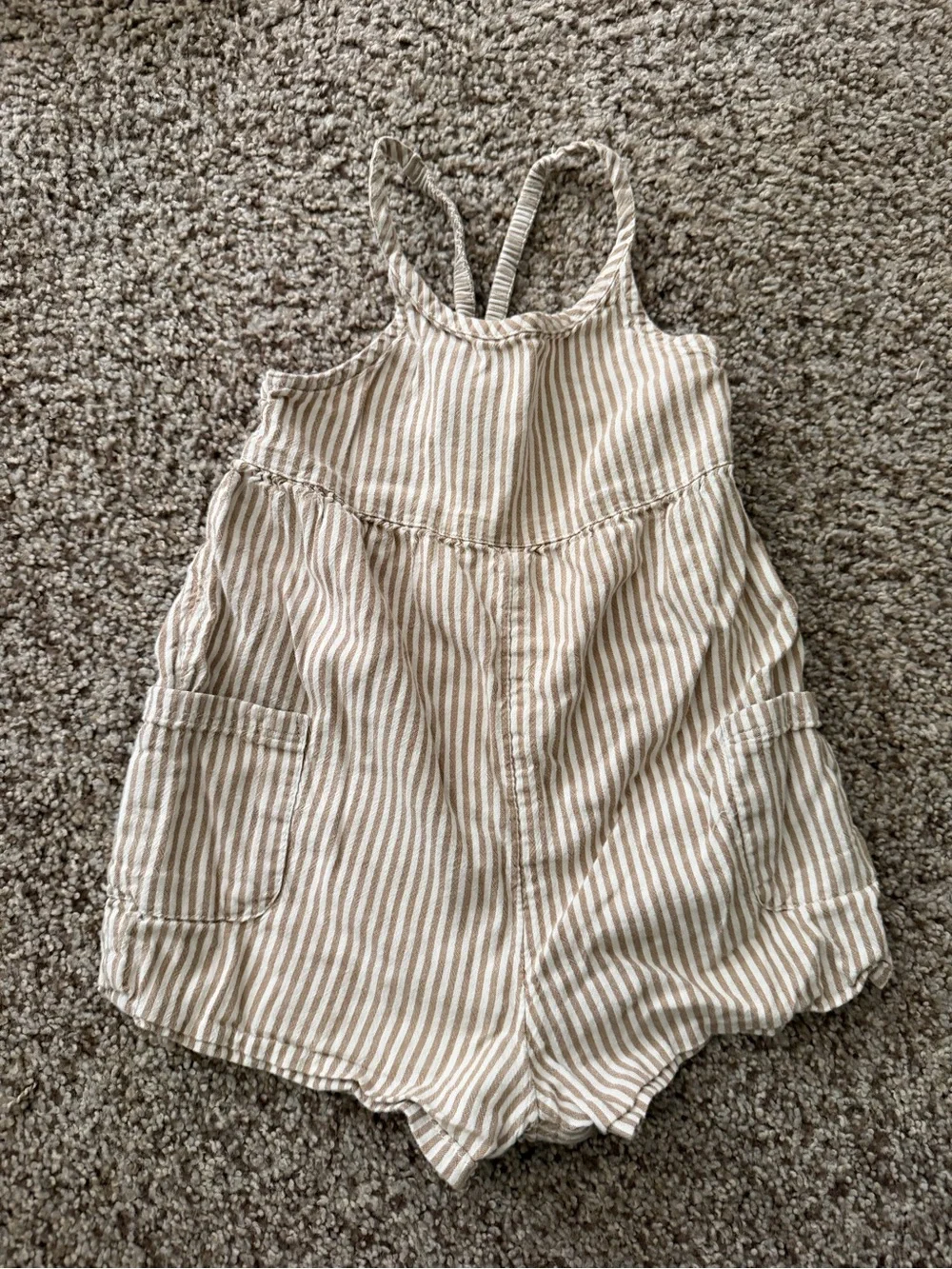 Old Navy Beige and White Striped Girls Romper